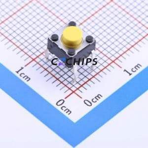 SKHHCRA010 Tactile Switch Through hole Component (THT)-4P,6x6mm Switch Single Pole Single Throw Round Button Through Hole 6mm - Product Image 1