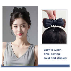 Vente en gros de <span class=keywords><strong>chignon</strong></span> <span class=keywords><strong>rétro</strong></span> en tissu pour filles, accessoire de haute qualité, pinces à cheveux de requin, nœud papillon, pince à cheveux de couleur unie à deux côtés - Product Image 3