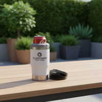 Customku 4 en 1 Enfriador de Latas de 12oz, Acero Inoxidable, Aislamiento al Vacío, Portavasos de Viaje, Logotipo Personalizado, Minimalista, Sostenible, Doble