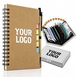 Libreta Espiral Pequeña con Logotipo Personalizado al por Mayor, con Bolígrafo, Cubierta de Papel Kraft, Bloc de Notas Adhesivas para Regalo Promocional de Oficina - Product Image 1