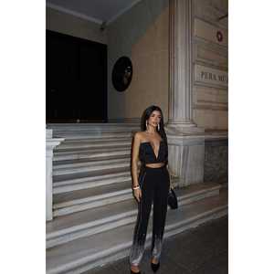 Pantalon noir Peta scintillant, robes de soirée élégantes - Product Image 2