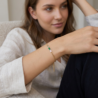 Bracelet ZG minimaliste à trois barres de baguettes en CZ, bracelet géométrique coloré plaqué or, à porter au quotidien