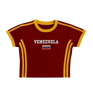 <span class=keywords><strong>Camiseta</strong></span> de Manga Corta para Mujer, Verano 2026, con Patrón Bordado de Bandera Nacional, Uniforme Deportivo, Corte Ajustado, Ropa Sexy Estilo Y2K - Product Image 5