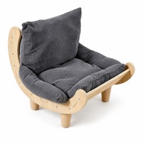 Mini-canapé pour animaux de compagnie avec cadre en bois et revêtement en velours côtelé, lit pour chien et chat, mini-fauteuil confortable avec dossier et accoudoirs latéraux, mobilier d'intérieur pour animaux de compagnie, vente en gros