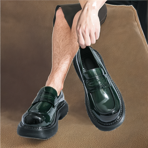 Chaussures à plateforme en cuir verni pour homme, mode automne, nouvelle taille grande, semelle Oxford souple, chaussures habillées légères et solides, mocassins de bureau et de carrière - Product Image 2