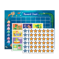 Tableau de récompenses et de punitions pour enfants avec motif océanique de dessin animé, autocollant mural magnétique personnalisé