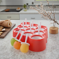 Moule à glace en silicone à 9 cavités Moules à gâteaux en silicone antiadhésifs avec bâton et couvercle pour les morsures d'oeufs Moule à crème glacée
