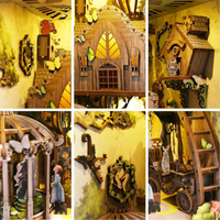 Kit de bricolage en bois pour coin lecture 3D, puzzle pour adultes, adolescents et enfants, jouet Le Voyage de Dorothy avec lumière LED, décoration de maison de poupée