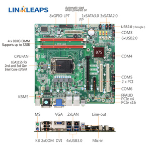 เมนบอร์ดอุตสาหกรรม Linkleaps B75 LGA1155 ATX รองรับ CPU เจนเนอเรชั่น 2 และ 3 พร้อมพอร์ต LAN แบบ Dual GbE, รองรับ DDR3 16GB 2 ช่อง, พอร์ต COM 6 ช่อง, พอร์ต PCIe 2 ช่อง และพอร์ต PCI Linkl - Product Image 2