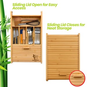 Solid wood <b>storage</b> <b>box</b>, kitchen <b>drawer</b> organizer, tableware organizer, built-in divider, wooden telescopic square <b>storage</b> <b>box</b> - Product Image 3