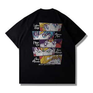 Camiseta <span class=keywords><strong>de</strong></span> Manga Corta <span class=keywords><strong>de</strong></span> Franela con Diseño <span class=keywords><strong>de</strong></span> <span class=keywords><strong>Sailor</strong></span> <span class=keywords><strong>Moon</strong></span>, Anime, Chica Marinera Guerrero, Unisex, Corte Holgado, 100% Algodón - Product Image 6