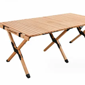 Ensemble table et chaise de camping en aluminium pour l'extérieur ultra léger mini barbecue en bois portable rond et pliable pour pique-nique