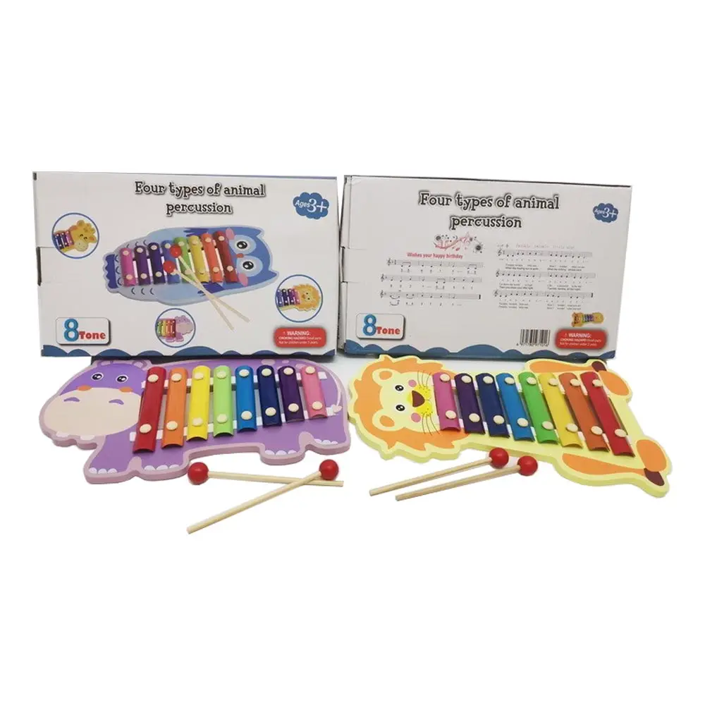 रंगीन लकड़ी के कार्टून जानवरों आकार पियानो में आठ टन बच्चों के लिए संगीत साधन खिलौना
