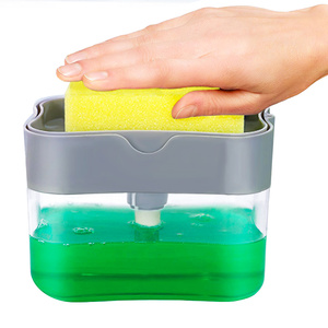 Creative kitchen cleaning supplies Sponge brush holder Dishwashing liquid box Push type soap dishwashing soap liquid dispenser