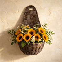 Panier mural suspendu en osier tressé fait main par des artisans - Écologique, durable, résistant à la chaleur, pour la décoration de la maison et du jardin