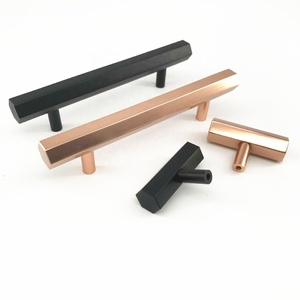 Kolu ve topuzu MLP34 T Bar mobilya donanım gül altın ve siyah altıgen çekme kolu - Product Image 3