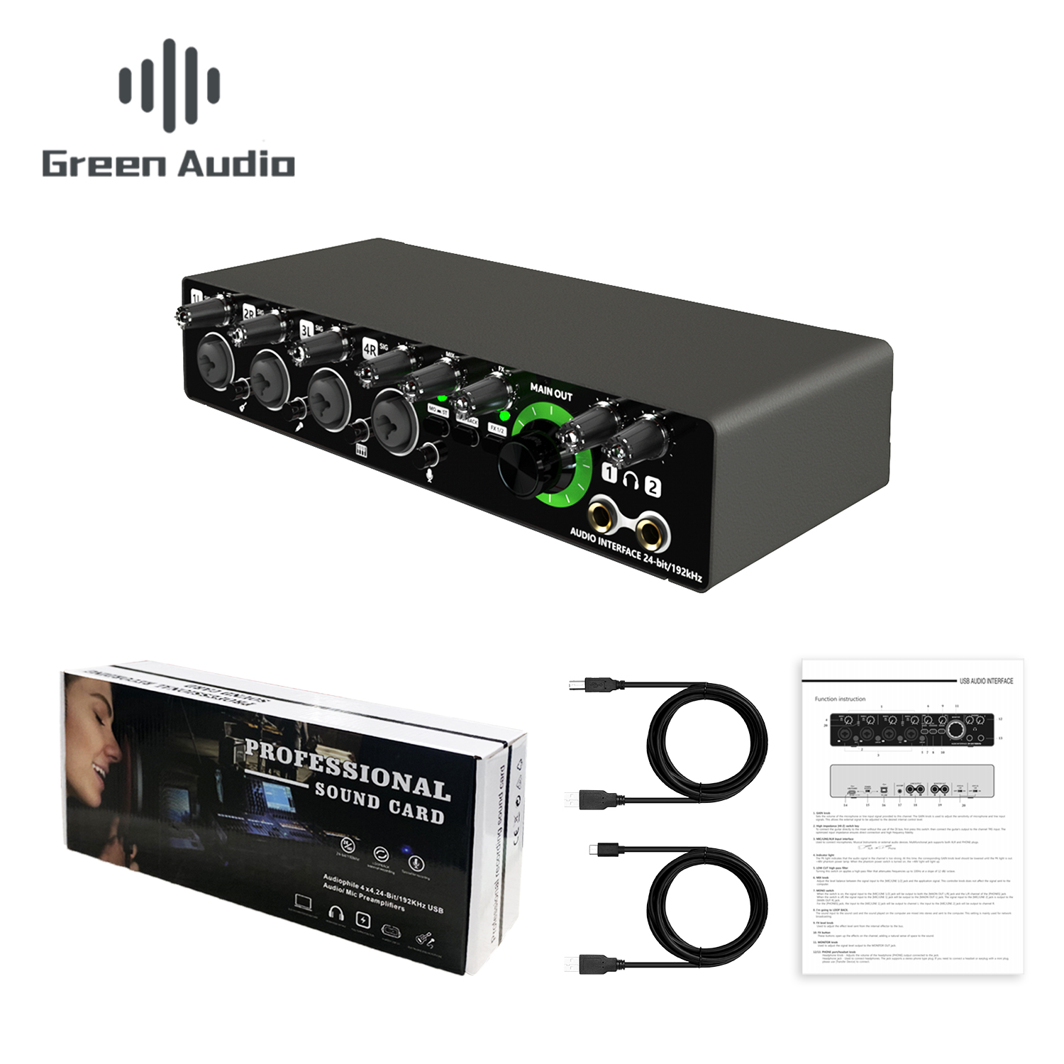 GAX-MD44 4 Channel USB Audio Interface for Vocal, Podcast & Music