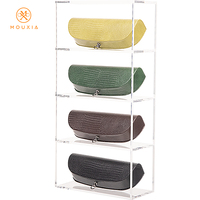 Étui à lunettes semi-rigide en cuir PU grain litchi vintage avec logo personnalisé, forme en U