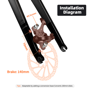 Forcella Anteriore TOSEEK per Bici Gravel, Interamente in Carbonio, Cavi Interni, Freno <span class=keywords><strong>a</strong></span> Disco, Sgancio Rapido, Ultraleggera - Product Image 5