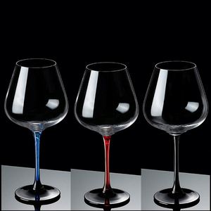 Copas de Vino Tinto Transparentes de Lujo Modernas con Base Negra de 480 ml y 550 ml, Estilo Borgoña Francés, para Chardonnay y Pinot Noir - Product Image 1