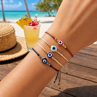Pulsera Go2boho con Colgante de Ojo Turco, Hilo de Nailon, Chapado en Oro de 18K, Joyería Bohemia Unisex para Regalo