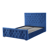 Meubles de chambre à coucher modernes en tissu de luxe cadre de lit Queen Size cadre de lit plate-forme tête de lit cadre de lit en tissu rembourré en velours