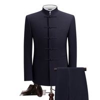 Costume de style chinois à col montant pour homme, ensemble deux pièces, costume Tang, robe de mariage