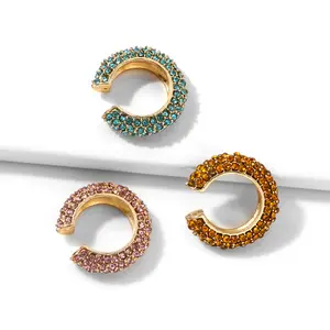时尚女性AAA锆石耳环闪亮石头C形箍精品珠宝耳环