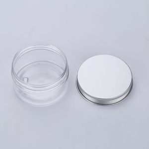 Transparent Pet <b>Plastic</b> Bottle 100Ml Wide Mouth Screw Cap Cosmetic <b>Packaging</b> Cylinder Shape Silver Aluminum Lid - Product Image 1