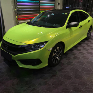 ม้วนสติกเกอร์ป้องกันรถจักรยานยนต์สำหรับรถยนต์และรถจักรยานยนต์ฟิล์มเปลี่ยนสีตัวถังรถทำจากพีวีซีสีมะนาวสีทองดีไซน์การลบ - Product Image 1