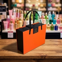 Boîte cadeau magnétique de luxe personnalisée avec poignée, emballage en papier rigide orange pour cosmétiques, parfums et cadeaux de mariage