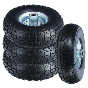 10-Inch 3.50-4 Pu Foam Solid Tire <b>For</b> Garden <b>Tool</b> <b>Carts</b> Cast Iron Wheel With Bolt Inserting Type - Product Image 3