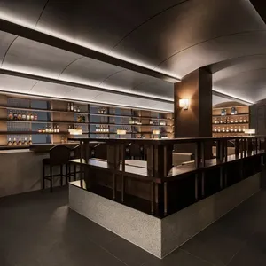 Sanhai Restaurant Bar Ideas de Diseño de Interiores Tienda DE SERVICIOS Tienda moderna y tienda Renderizado 3D Plano de planta Dibujo de construcción