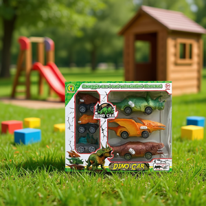Ensemble de jouets en métal moulé sous pression Dino Car, 6 pièces, véhicules dinosaures pour enfants de 3 ans et plus - Product Image 1