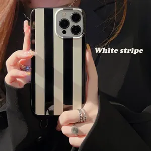 Minimal Zebra Black and White Stripes Personality Shockproof Phone Case for iPhone 15 pro 14 plus 13 pro Max 12 pro 11 x