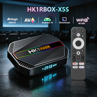 Ihomemix HK1 RBOX X5S Boîtier Smart TV Android 14 Amlogic S905Y5 4K AV1 WiFi6 4GB 64GB avec commande vocale et décodeur réseau