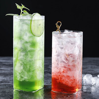 Gobelets carrés hauts en verre soufflé transparent, résistants à la chaleur, personnalisables, vente en gros