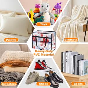 4 packs de sacs de rangement transparents pour vêtements, sac de rangement pour couvertures en vinyle avec fermeture à glissière robuste, - Product Image 6