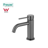 Robinet de lavabo haut de gamme Frascio en laiton chromé et acier inoxydable 304, design moleté, montage sur plan, pour salle de bain moderne