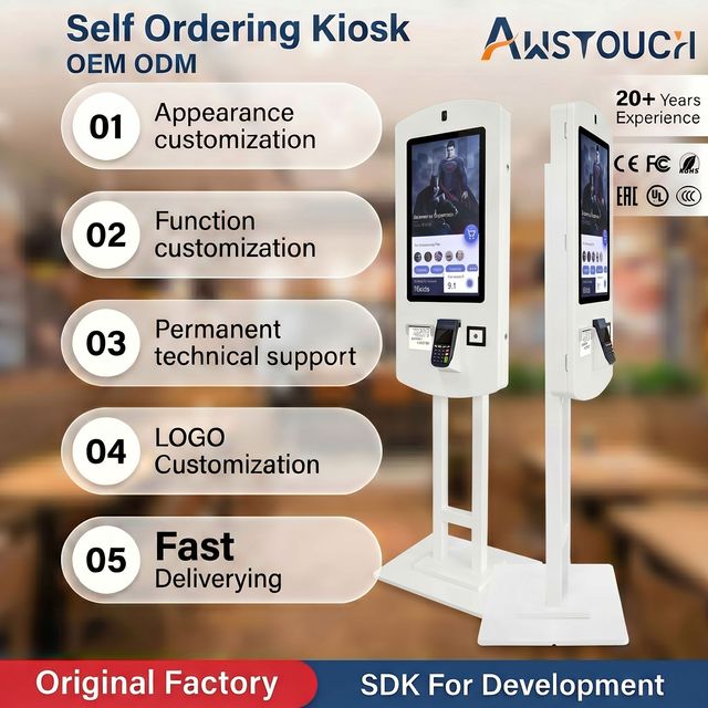 21.5 Inch Self-service Ordering Machine Payment Restaurant Kiosk Pos System Touch Screen Terminal Self Service Kiosk