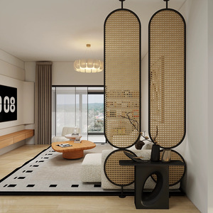 New Chinese-style ironwork rattan <b>partition</b>, Japanese-style living room and <b>office</b> glass screen, entrance hall, modern <b>wall</b> - Product Image 1