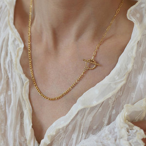 สร้อยคอแบบ T-Bar  ทำจากสแตนเลสสตีล 316L ชุบทอง 14K 18K PVD  งานจิวเวลรี่คุณภาพสูง สำหรับผู้หญิง - Product Image 2