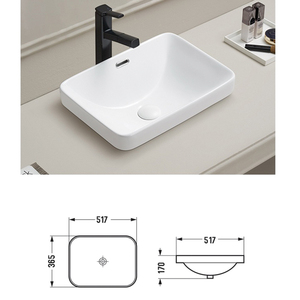 Meistverkauftes Weißes Rechteckiges Labor-Waschbecken Halbeinbau-Waschbecken Keramik-Badezimmerwaschbecken - Product Image 2