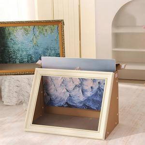 Cama para Gatos de Cartón, Rascador para Gatos, Marco de Fotos con Pintura al Óleo Reemplazable, Casa de Seguridad para Gatos, Universal para Todas las Estaciones, Grande - Product Image 5