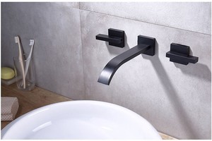 Vòi Nước Bồn Rửa Phòng Tắm Gắn Tường Vòi Thác Nước Màu Vàng Kim Chải Vòi Nước Phòng Tắm Vòi Trộn Bồn Rửa <span class=keywords><strong>2</strong></span> Tay Cầm - Product Image 6