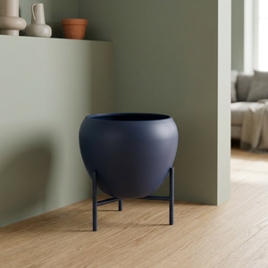 Jardinière moderne en métal avec support (jardinière à bol noire) pour la décoration de la maison et du jardin, au design élégant et contemporain. - Product Image 4