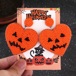 Personalizable Halloween Miyuki semilla cuentas colgantes Punk pendientes hechos a mano con cuentas calabaza colgante pendientes fiesta regalos para mujeres - Product Image 4