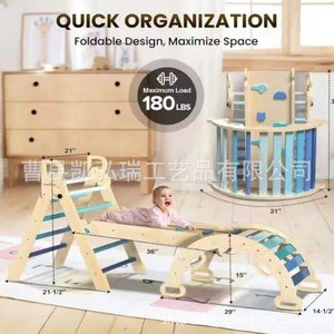 Combinación de estructura de escalada de madera para niños, tobogán interior, arco de juego, rampa, escalera, balancín - Product Image 2
