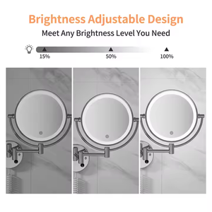 Lupa de afeitar giratoria de doble cara montada en la pared interior del baño del Hotel, luz Led, espejo Led de maquillaje extensible - Product Image 4