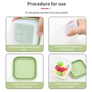 Portable <b>Kids</b> Travel Snack Serving <b>Box</b> Silicone <b>Storage</b> Container Leak Proof Microwavable Bpa Free Eco-Friendly Food Grade - Product Image 6